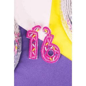 Sweet Sixteen 16 Fuschia Seed Bead Earrings